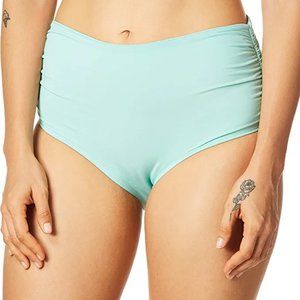 Anne Cole - MEDIUM - High Rise Shirred Sea Glass Turquoise Bikini Swim Bottom